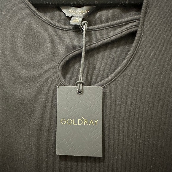 2/$30 Goldray Jersey Knit Ribbed Midi Dress Size M Black Cut Out Stretch NWT - Picture 8 of 10